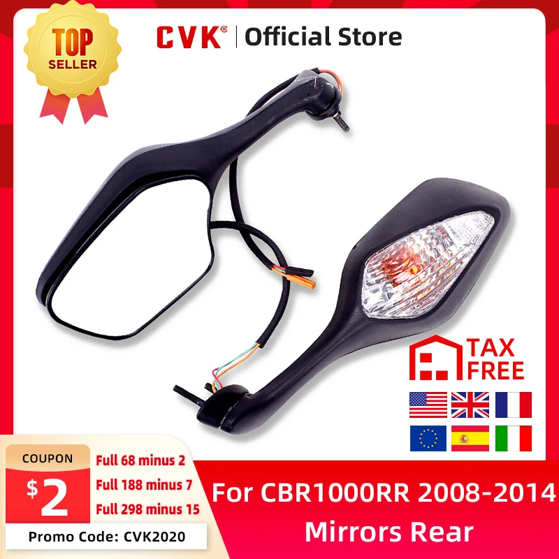 

CVK Mirrors Rear View Mirror Inverted have light For Honda CBR1000RR CBR1000 2008 2009 2010 2011 2012 - 2014 Accessories