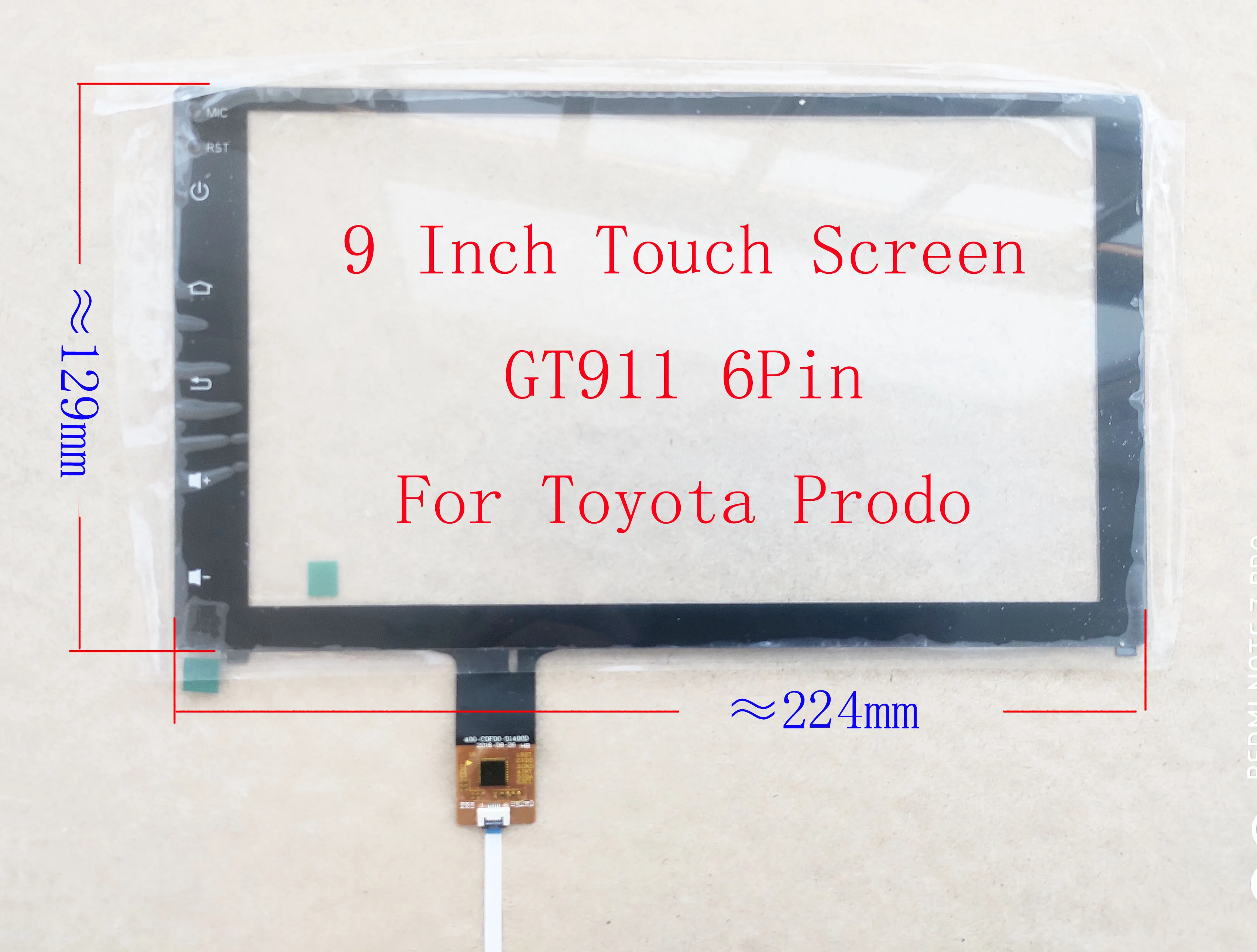 9 Inch Capacitive Touch Screen Sensor Digitizer Paenl Glass 224*129mm For Toyota Prodo GT911 6Pin ZP2262-9 ZP22620  JTS-227-090