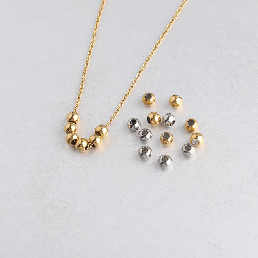 

100pcs round Spacer Beads 5/6mm Diameter Gold Rose Stainless Steel Colors with 2mm/2.5mm Hole Jewelry Making Loose Beads