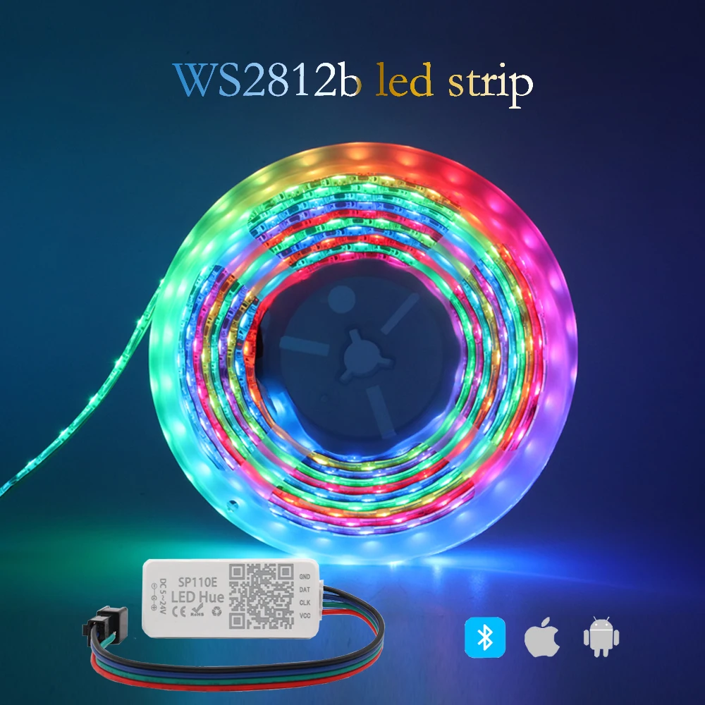 WS2812B WS2812 RGB Led Strip Light SP110E  (bluetooth pixel controller)  Kit 60/144LEDs/m DC5V