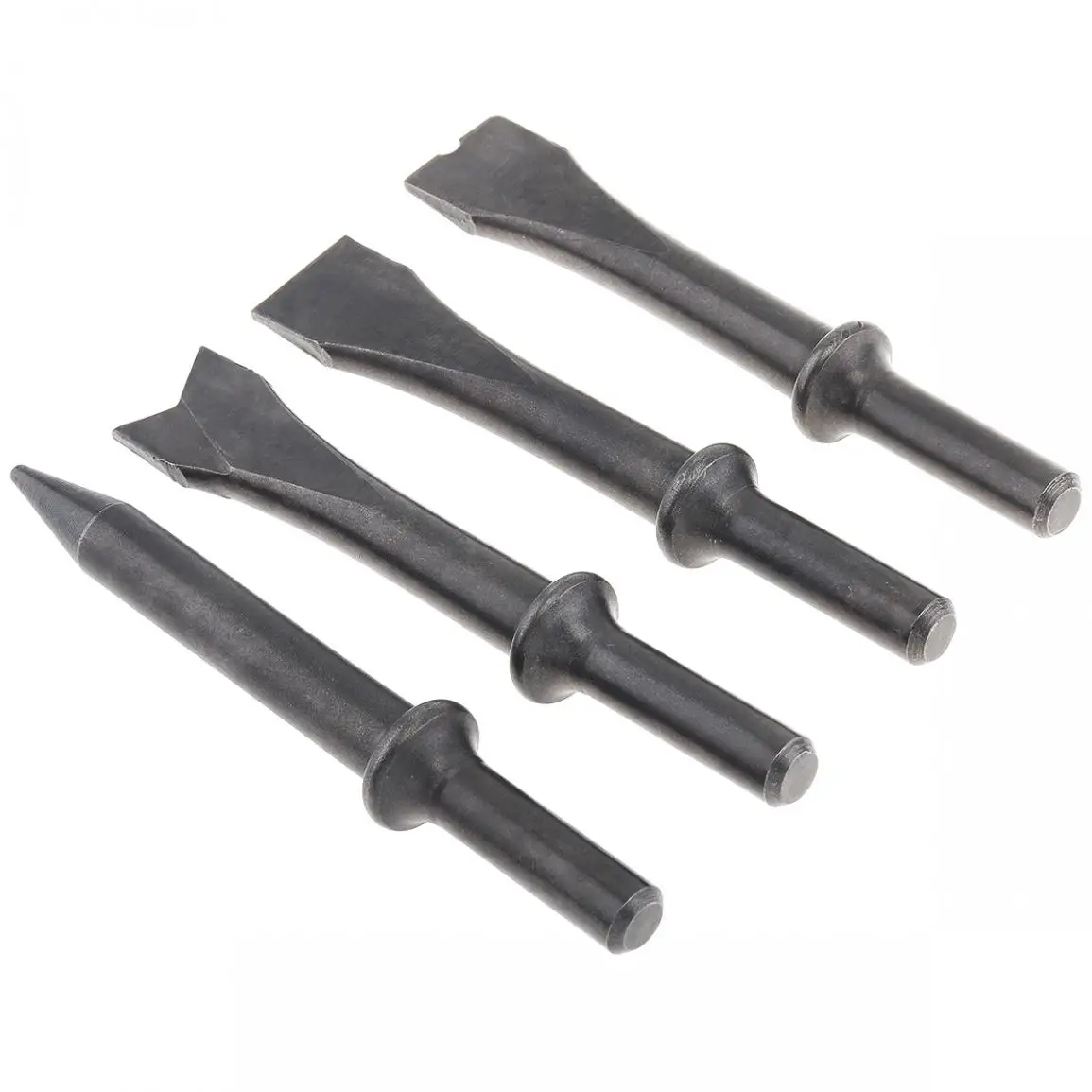 4pcs/5pcs Hard 45# Steel Solid Short Long Air Chisel Impact Head Support Pneumatic Tool Accessories for Cutting Rusting Removal