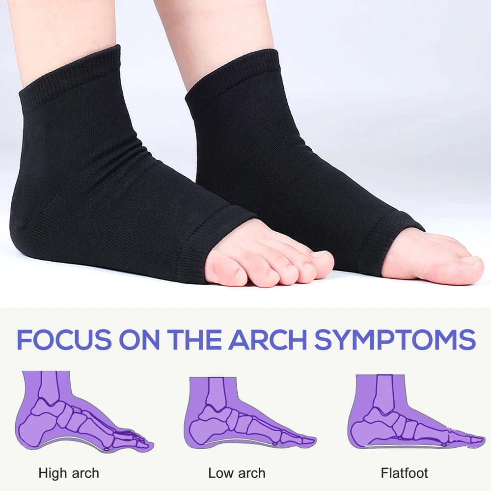 2Pcs Arch Unterstützung Hülse Gepolsterten Weiche Elastische Gel Pad Stoff Bogen Socken für Flache Fuß Schmerzen Relief Plantarfasziitis ferse Spurs