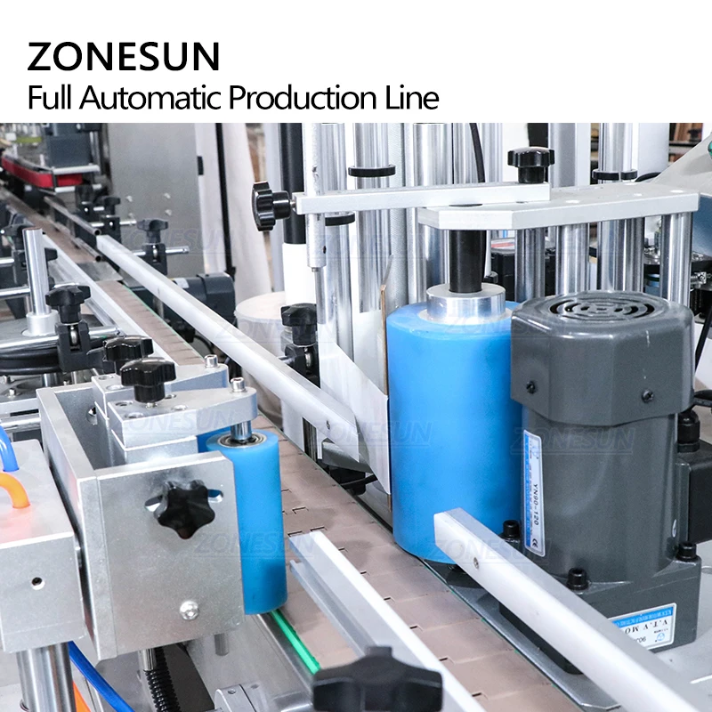 ZONESUN Full Automatic Production Line Servo Liquid Cream Juice Filling Capping Round Bottle Labeling Machine for Cosmetic
