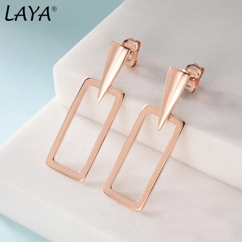 Laya 925 Sterling Sliver Individual Geometric Triangle Rectangle Design Fashion Drop Earrings For Women Contracted Jewelry