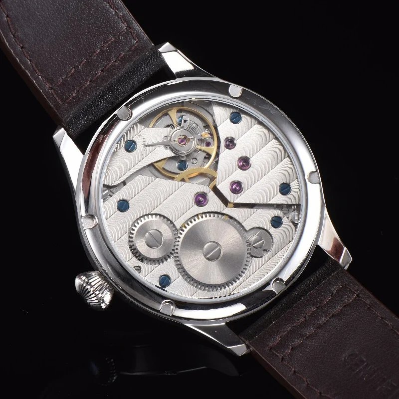 Parnis 44mm Watch Men Hand Winding Mechanical Watches 17 Jewels Movement Luminous Waterproof Leather Strap Male Wristwatch