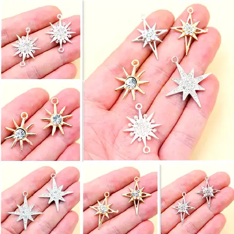 5pcs 패션 멀티 스타일 수제 라인 석 태양 & 스타 펜던트 목걸이 팔찌 액세서리 DIY 매력 보석 공예 만들기