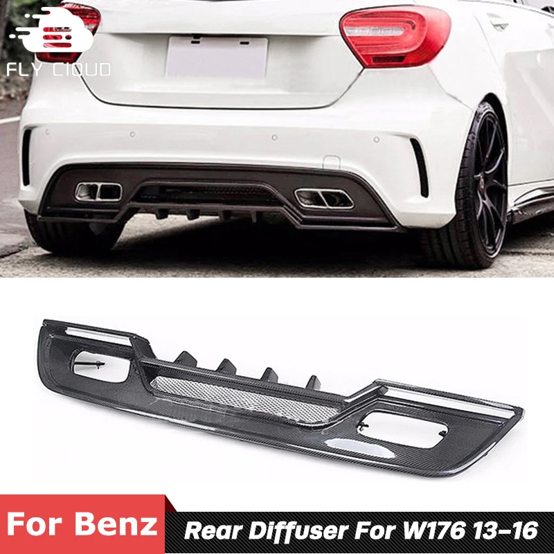 R Style Carbon Fiber Rear Bumper Chin Diffuser Lip For Mercedes Benz W176 A45 A250 A200 A260 Sport Car Body Kit Tuning 13-16