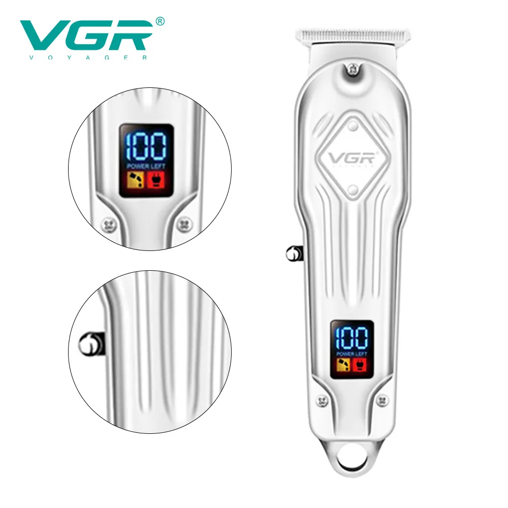 VGR 261 Hair Clipper Rechargeable Portable Professional Adjustable Personal Care Barber Trimmer For Men Salon USB LCD VGR V261