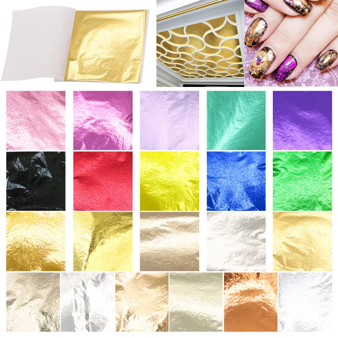 100 Sheets Imitation Gold Silver Foil Paper Leaf Gilding DIY Art Craft Paper Birthday Party Wedding Cake Dessert Decorations