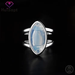 HuiSept Fashion Silver 925 Ring for Women Oval Shape Moonstone Jewellery Rings Wedding Party Ornament Gift Wholesale New Arrival
