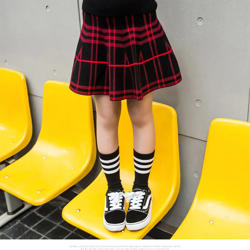 

new delivery young girl fashion plaid mini skirt children kids Pleated skirt students 3-16year teenagers dress