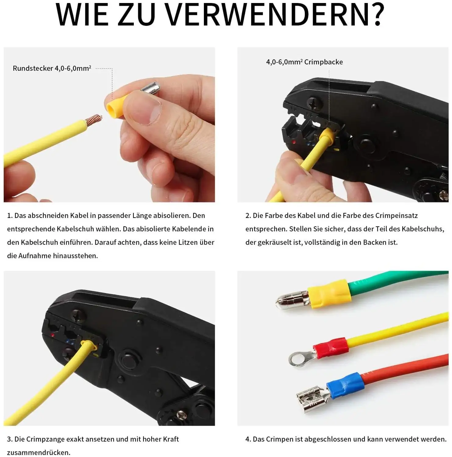 0,5-6, 0 мм2 обжимные инструменты плоскогубцы для 22-10 AWG 700 шт. изолированные автомобильные клеммы и соединители Обжимные