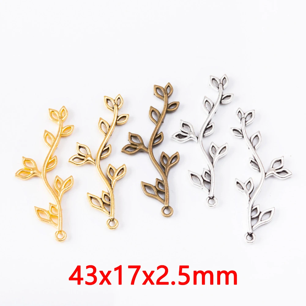 20pcs Metal Tree Branch Leaf Charms Pendants for DIY Necklace Bracelet Jewelry Craft Jewelry Making Components Wholesale