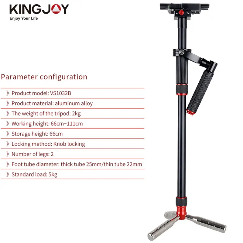 KINGJOY VS1032B Photo Video Aluminum Alloy Handheld Stabilizer Shooting Steadycam DSLR Steadicam for Camcorder Camera DSLR Canon