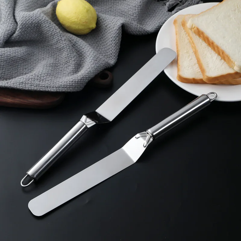 1Pc Stainless Steel Spatula Curved Professional Food Baking Cream Smearing Tool Grilling Cooking Spatula Cake Spatula