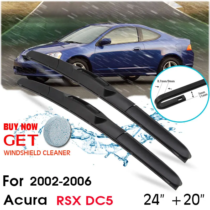 

Car Wiper Blade Front Window Windshield Rubber Silicon Refill Wipers For Acura RSX DC5 2002-2006 LHD/RHD 24"+20" Car Accessorie