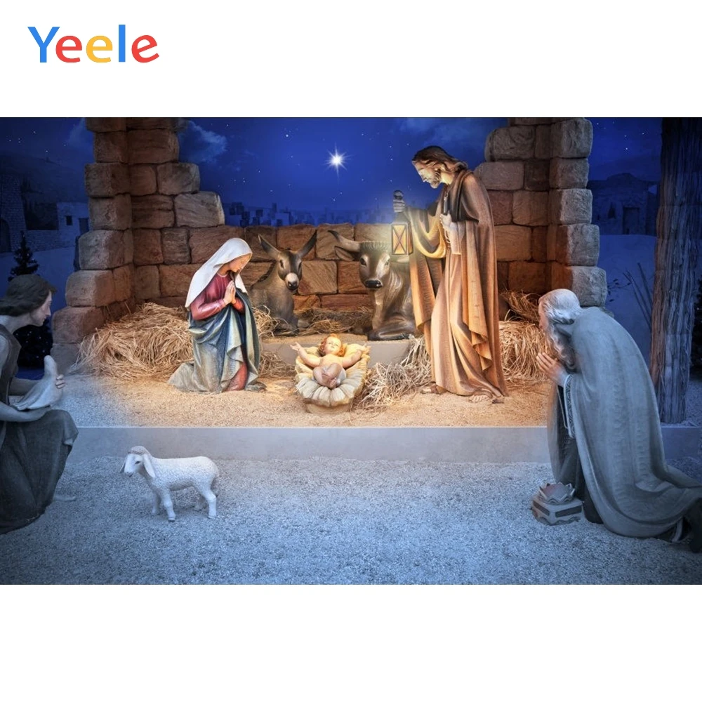 

Yeele Nativity Scene Jesus Birth Barn Christine Party Baby Child Portrait Photo Background Photographic Backdrop Photo Studio