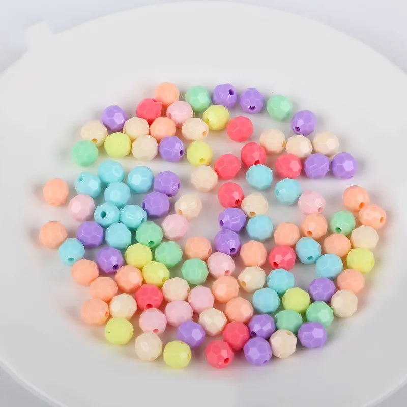 8mm 10mm Mixed Color Straight Hole Acrylic 32 Tangent Plane Horn Beads For Jewelry Making DIY Bracelet Necklace Bag Accessories