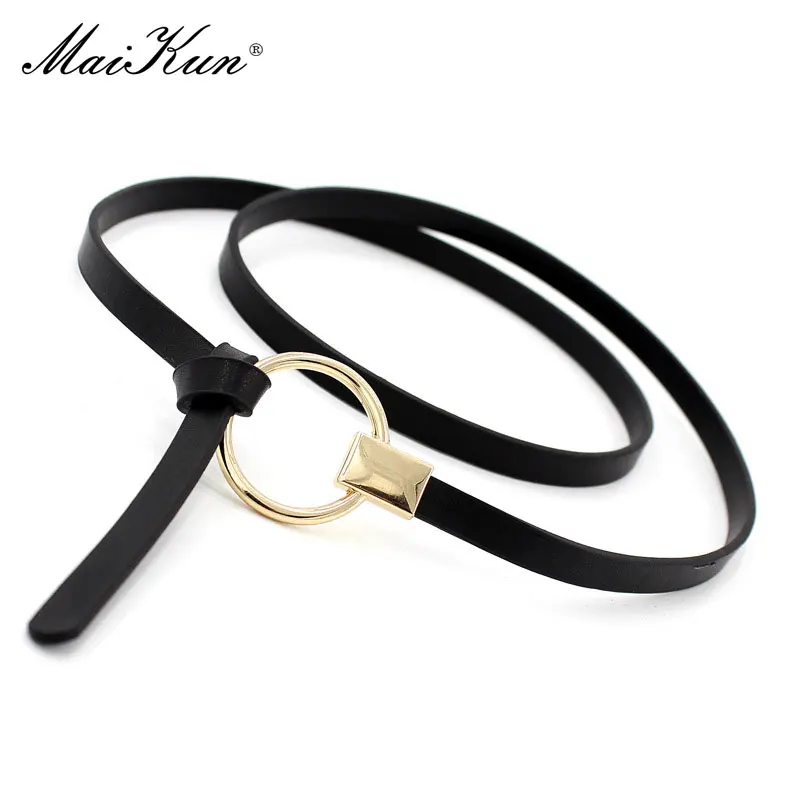 Maikun-Ceinture en Faux Cuir pour Femme, Décoration Décontractée, Anneau Multicolore Noué