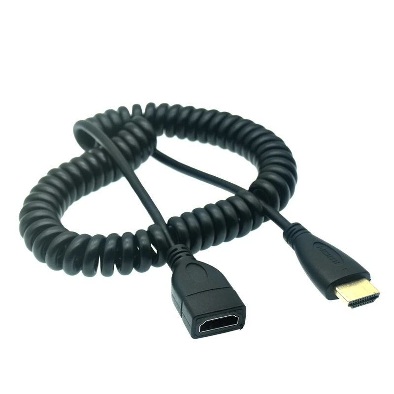 Elastic Coiled Spring HDMI Male To Male V1.4 1080P 3D Pure Copper Curl Flexible HDMI-compatible Left Up Down Right Angled Cable