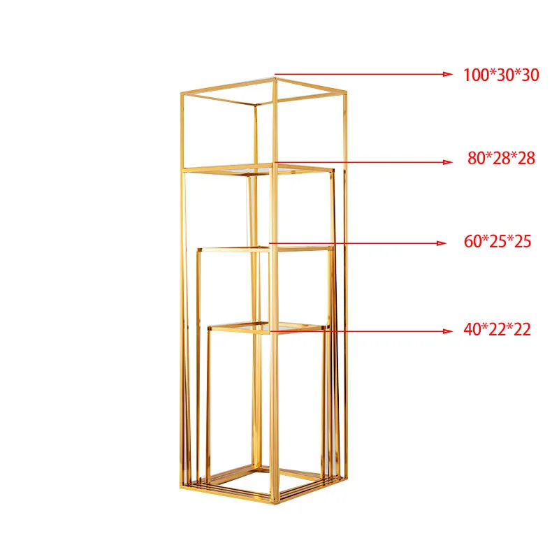 Golden Column Stand Party Wedding Floor, Geometric Holder, Centerpiece Prop, Iron Art, Detachable Flower Rack