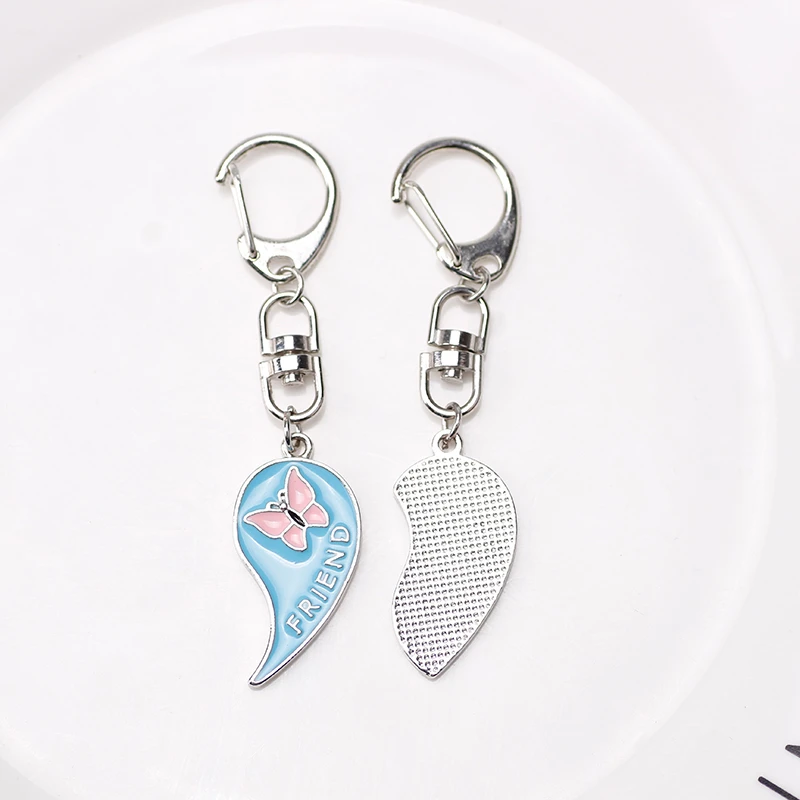 Best Friend Keychain Small Flower Butterfly Pendant Backpack Key Chain Male And Female Students BFF Friendship Pendant Jewelry