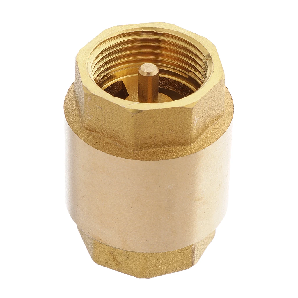 3/4 Inch Brass Non-Return Check Valve Air Liquid One Way Check Valve NPT Vertical In-line Spring Loaded Brass Check Valve