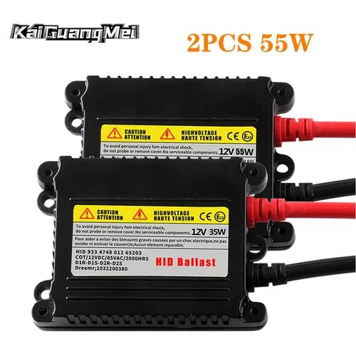 Imagen 1 del producto 2 uds balastro HID delgado 55W corriente directa 12V reemplazo de balastro de xenón HID para bombillas de xenón H1 H3 H7 H8 H11 9005 9006