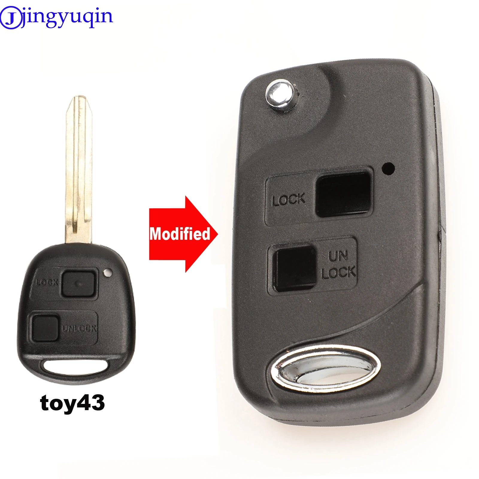 jingyuqin Modified Remote Folding Flip Car Key Shell Case For Toyota Yaris Carina Corolla Avensis Cover Toy43 Toy48 Blade Fob