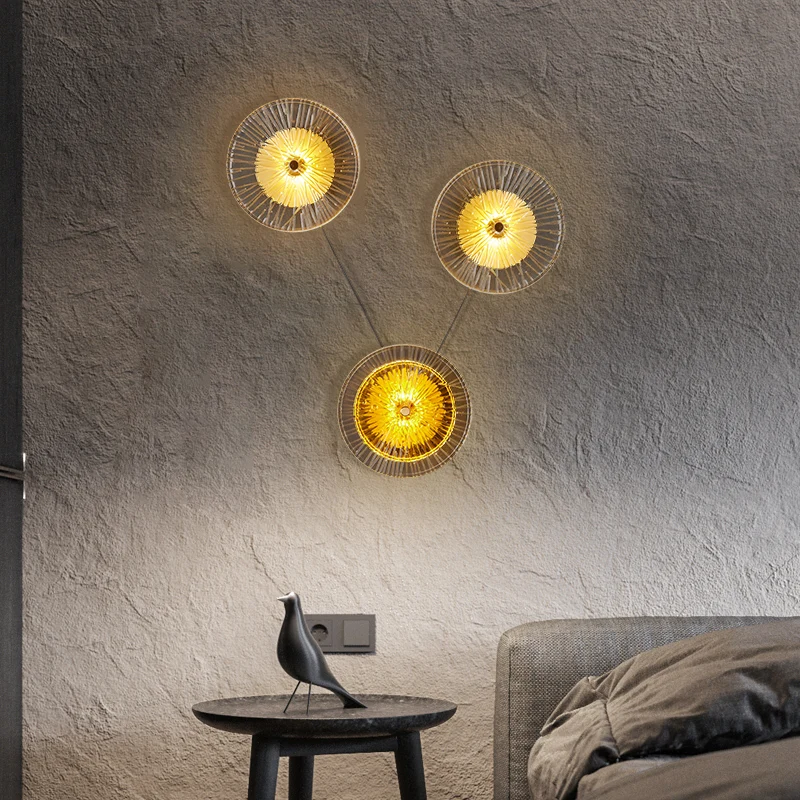 Imagem -03 - Luz Pós Moderna Decoração da Lâmpada de Parede de Luxo para Sala de Estar Parede de Fundo Cabeceira Personalizado Vidro Corredor Iluminação de Parede 110240v