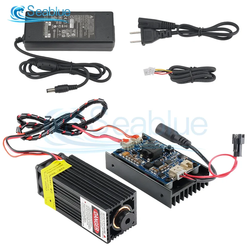 5W Blu-ray Laser Module 445nm With Power Supply With Cooling Fan US Regulations Suitable For DIY Laser Engraving Machine