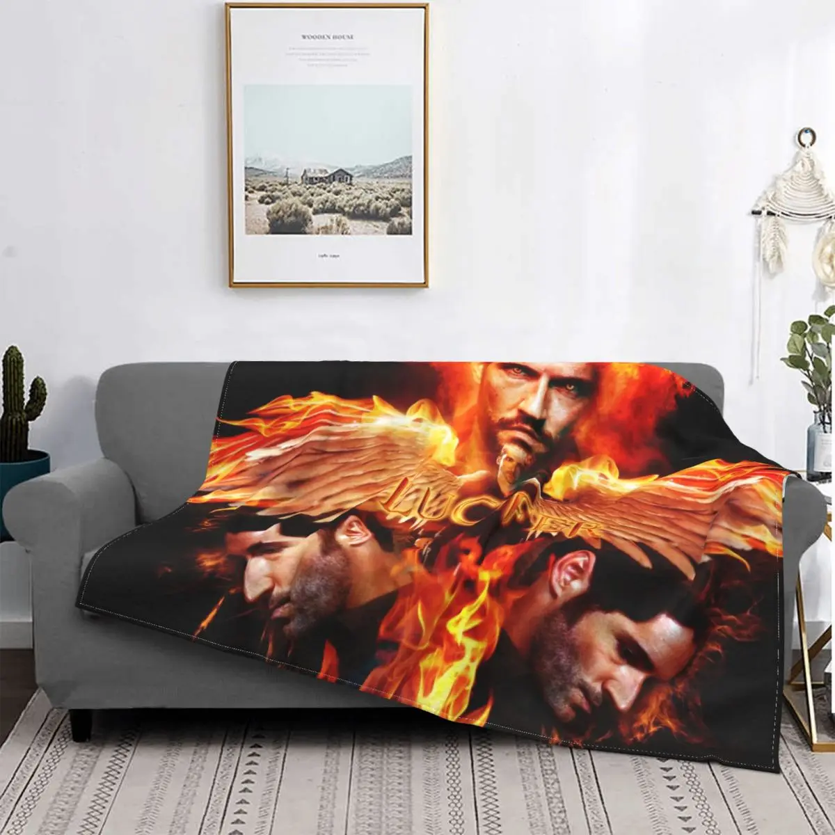 Lucifer Fire Wings Blankets Magic Tom Ellis Flannel Awesome Soft Throw Blankets for Home Spring/Autumn