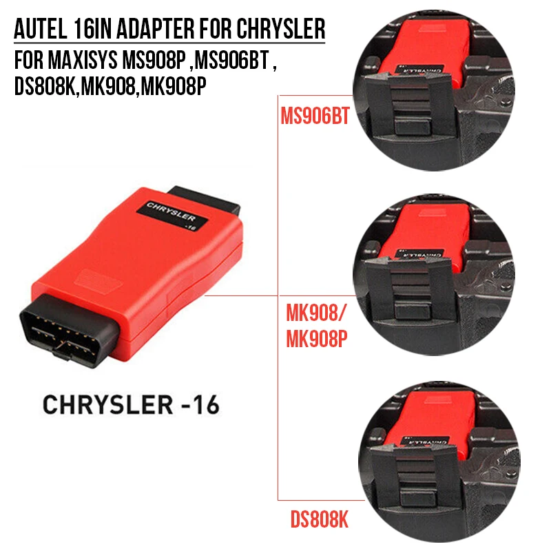 Autel 16Pin Adapter for Chrysler 16 Pin for Diagnostic Tool Maxisys PRO MS908P, MS906BT, DS808K, MK908, MK908P, Maxisys Elite