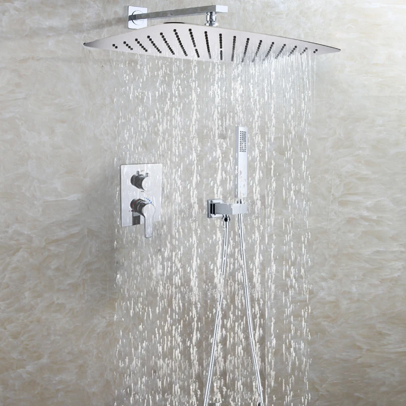 

DULABRAHE Bath & Shower Faucet Set 55X35 CM Contemporary Ultra-thin Rain Shower Head Thermostatic Hot And Cold Shower Valve