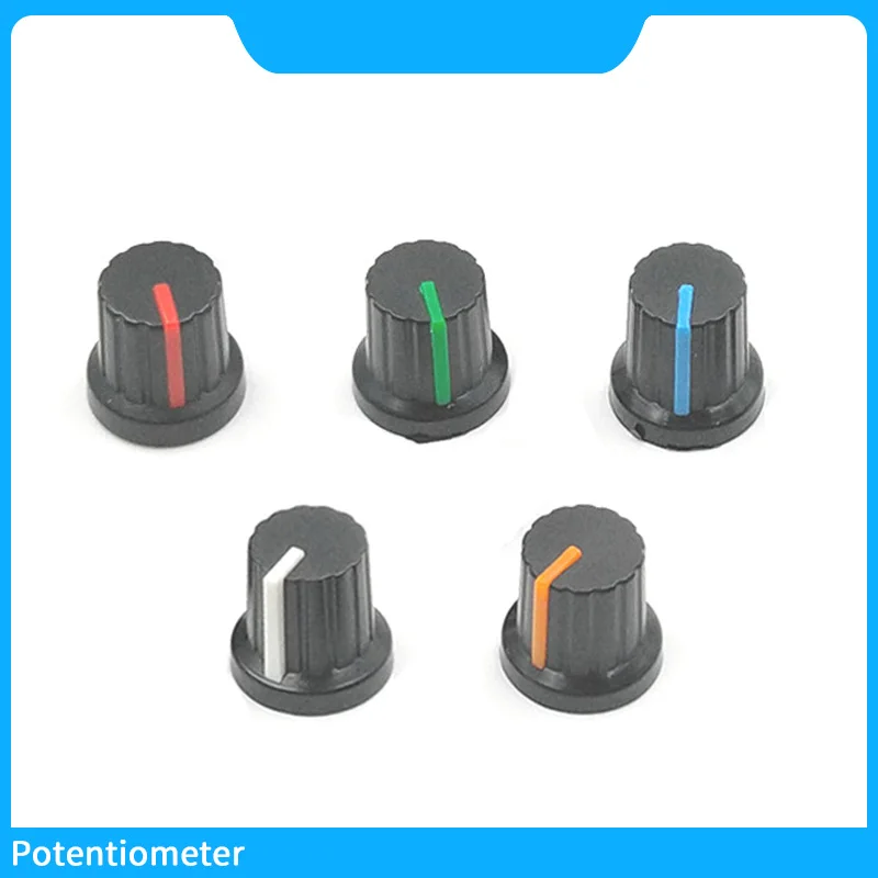 Potentiometer knobs Plastic Threaded Knurled Potentiometer Knobs Caps 6mm Shaft Hole