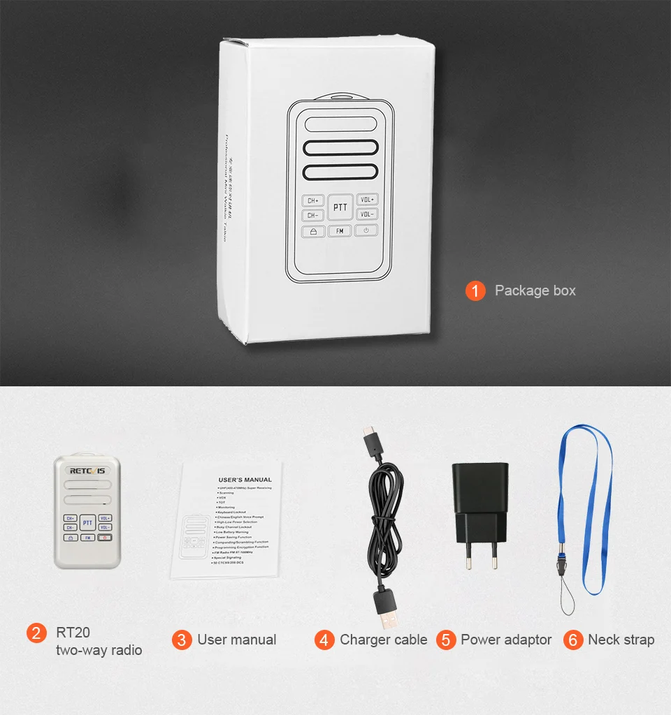 Retevis RT20 Mini Walkie Talkie Transceiver 2-Wege-Radio Walk Talk PTT Radio Comunicador Walkie-Talkies für Restaurant Hotel Home – Detail 12