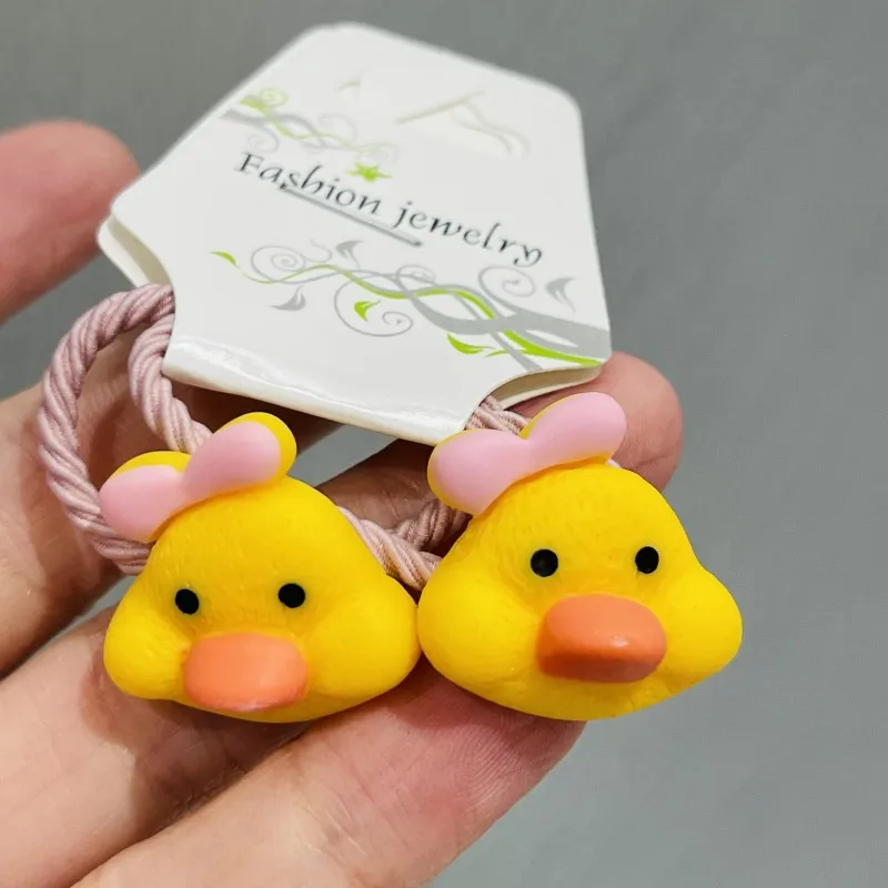 2PCS Cute Animals Bow-knot Duck Cartoon Headwear Kids Elastic Hair Bands Baby Headdress Children Ropes Girls Accessories