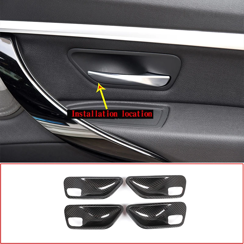 For BMW 3 Series GT 3 4 Series F30 F32 F35 316i 318i 320li 2013-19 real Carbon Fiber Interior Car Inner Door Bowl Sticker Cover