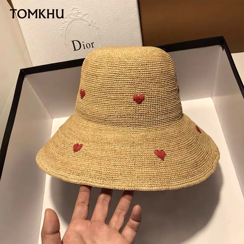 Japanese Straw Hat for Female New Summer Korean Version of the Sunscreen Big Hat Eaves Beach Seaside Vacation Sun Hat Foldable