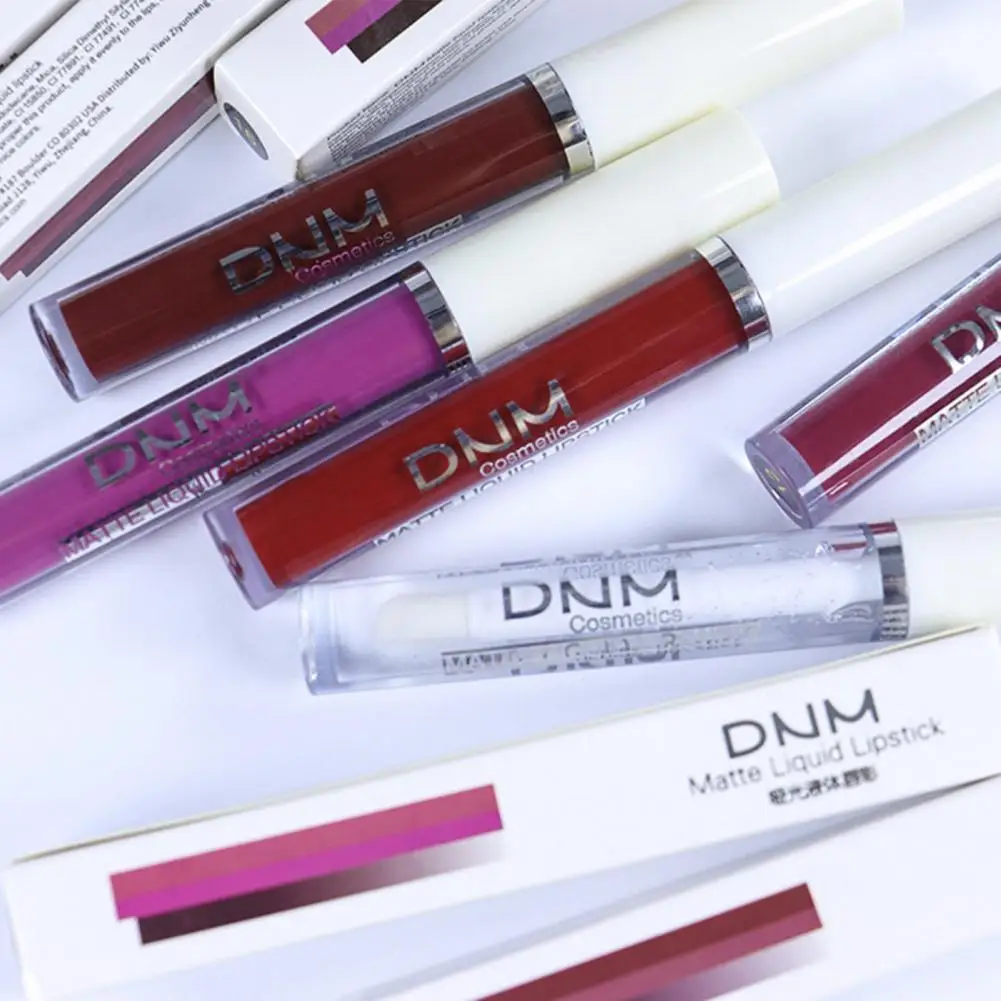 DNM 14.4g Lip Glaze Non-Stick Matte Effect Natural Lip Waterproof Velvet Lasting Lightweight Lipstick for Beauty