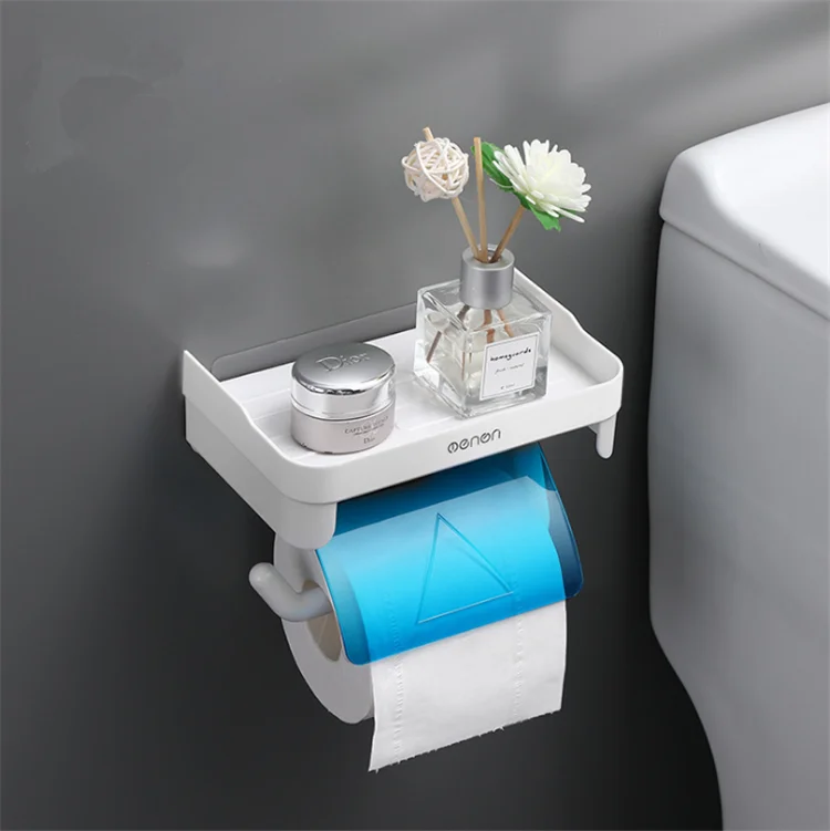 Wall Mount Roll Paper Storage Rack Multi-function Toilet Paper Holder Rack Bathroom Rack Shelves 3 Colors Bathroom Accessories