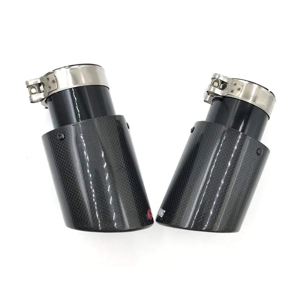 1 Piece Car Carbon Muffler Tip Exhaust System Universal Crimping Stainless Black Exhaust Pipe Mufflers Multi-size For Ak