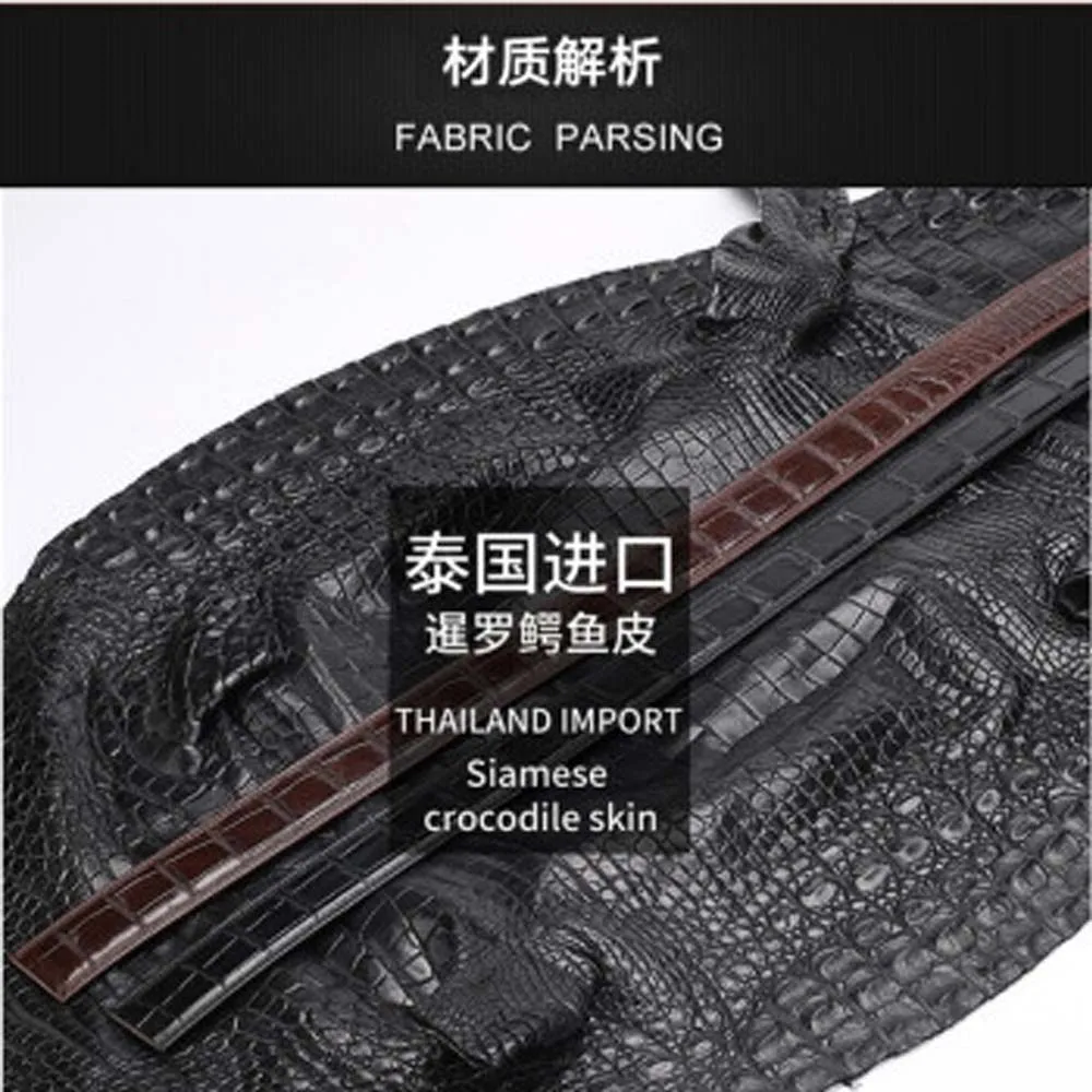 luolundika new  crocodile men belt  male  Automatic buckle  male belt  male  trend  fashion men belts  black