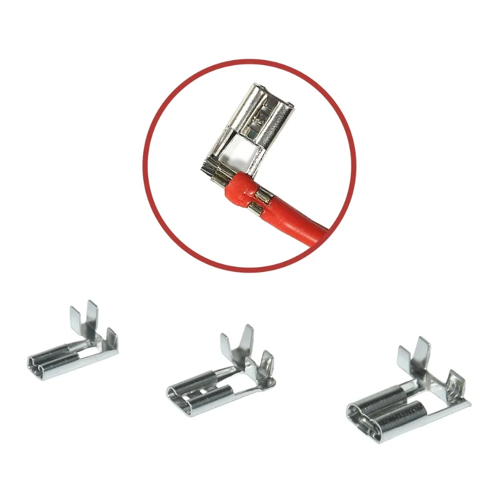 100 Stück DJ627 2,8/4,8/6,3mm Flaggentyp L-förmige Weibliche Flachsteckverbinder aus Messing 0,5-2,5mm /22~14AWG – Detail 18