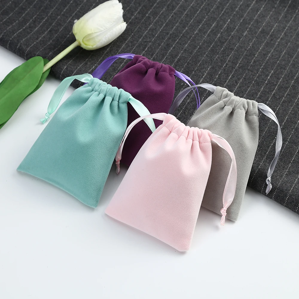 

Thick Velvet Jewelry Bag for Wedding Party Candy Earring Bracelets Packing Mariage Organizer Gift Pouch Custom Jewelry Display