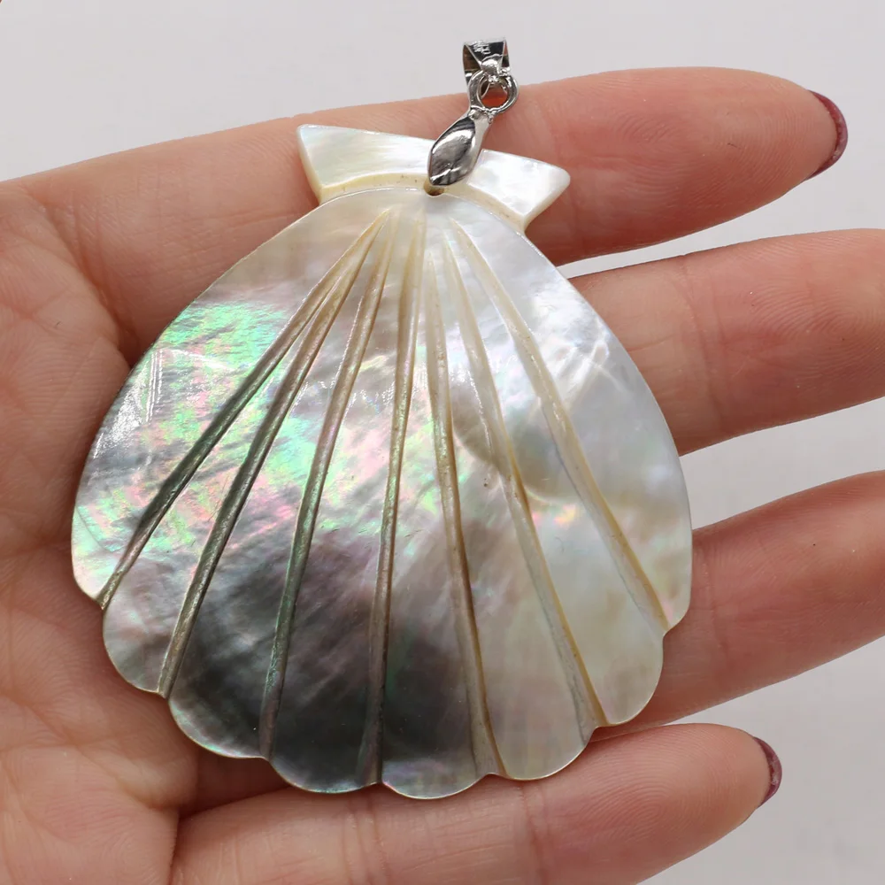 Natural Mother-of-pearl Art Pendants Scallop Shape Shell for Trendy Jewelry Making DIY Necklace Earrings Crafts