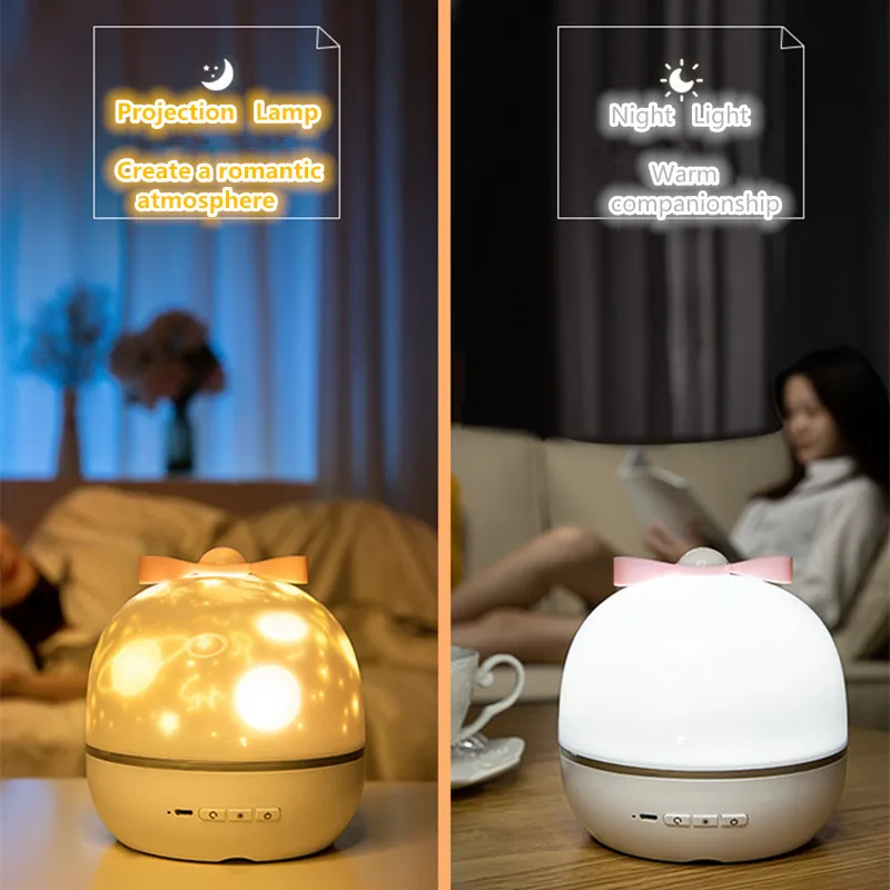 2020 Universe Starry Sky Projection Night Light USB Chargeable Music Rotate LED Lamp Colorful Flashing Star Kids Gift