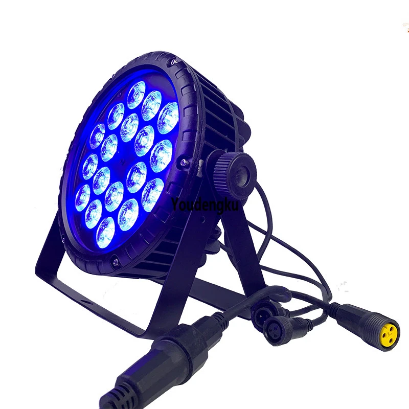 

4pcs DJ disco wedding outdoor par64 dmx 18x10w rgbw 4in1 flat slim led par can uplight