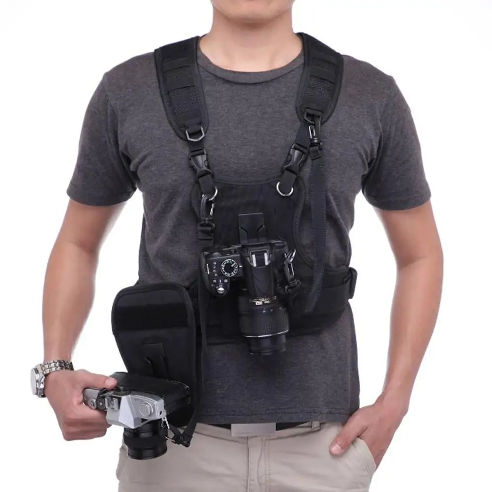 Carrying 2 DSLR Camera Double Shoulder Strap, Chest Harness System Vest Photography Belt for Nikon Canon Sony SLR/Camcorders