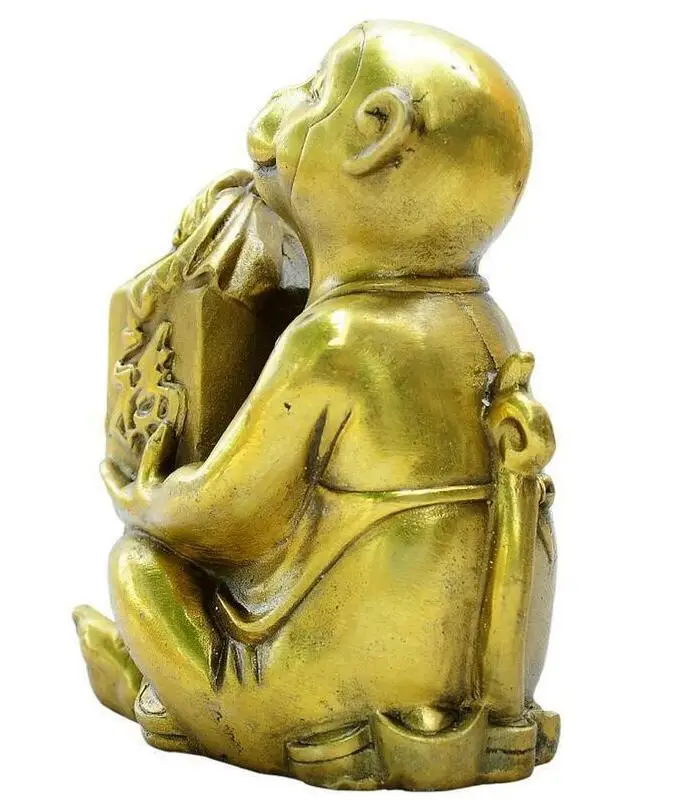 

Chinese Bronze Folk Year Zodiac Wealth Fu Monkey Hold Seal Statue Sculpture